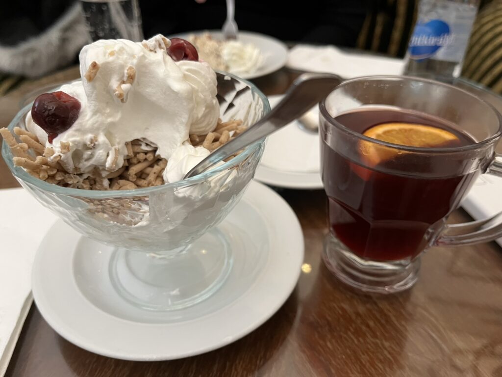 chestnut dessert and mulled wine