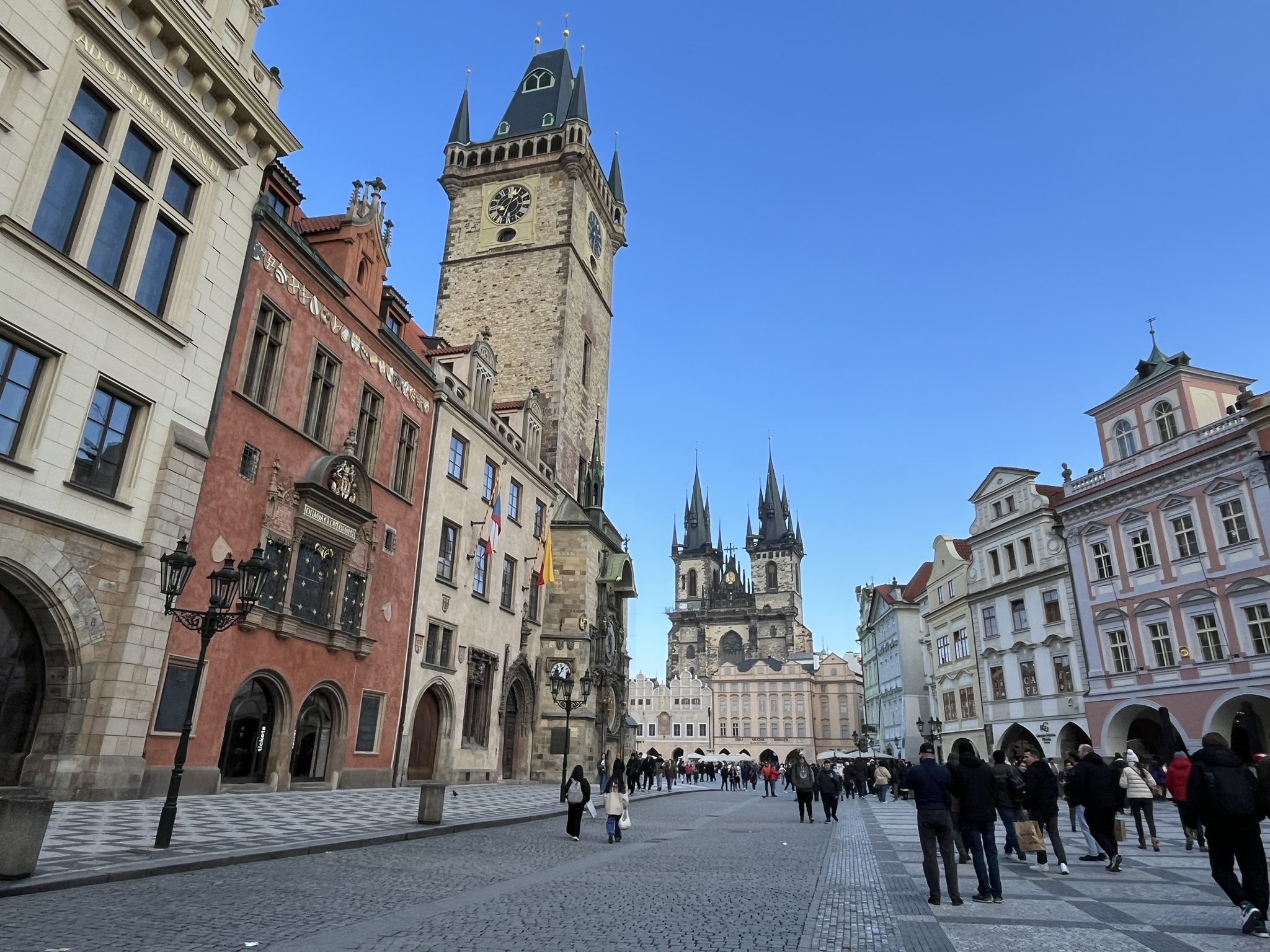 Cobblestone walkway of main square in Prague
