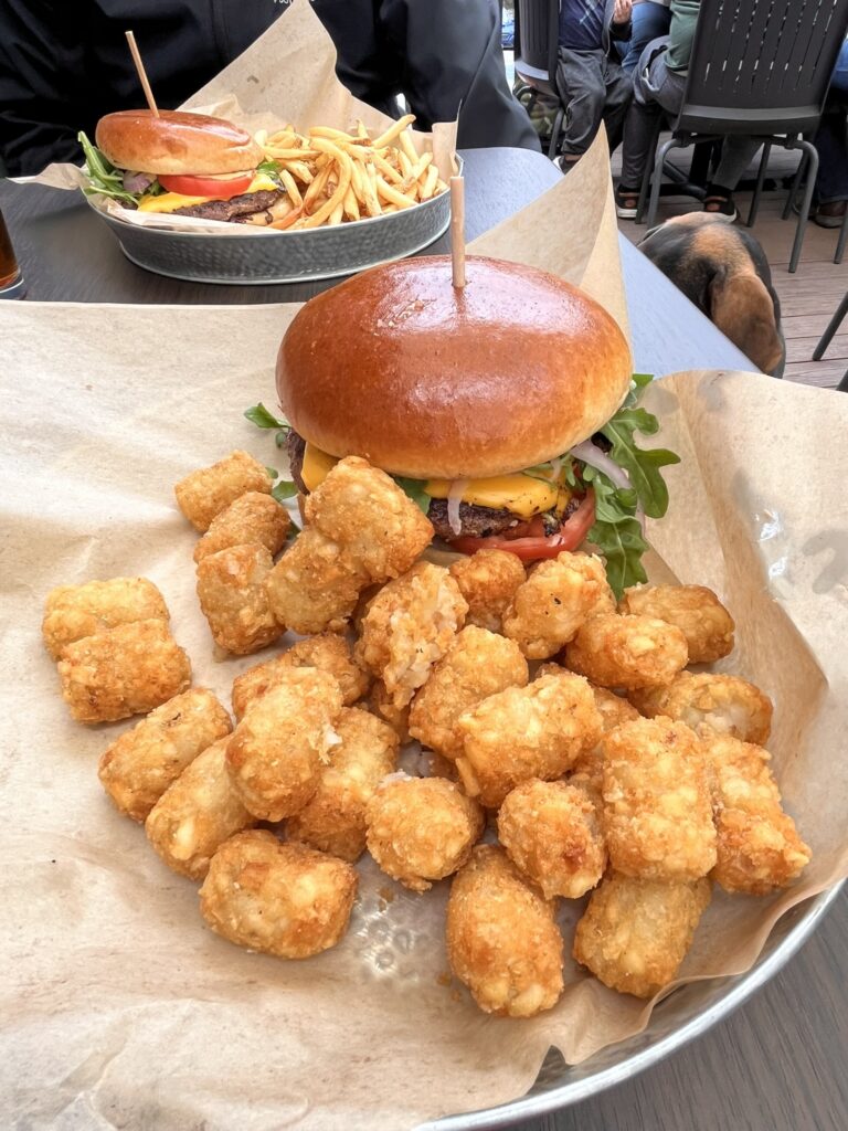 burger and tater tots