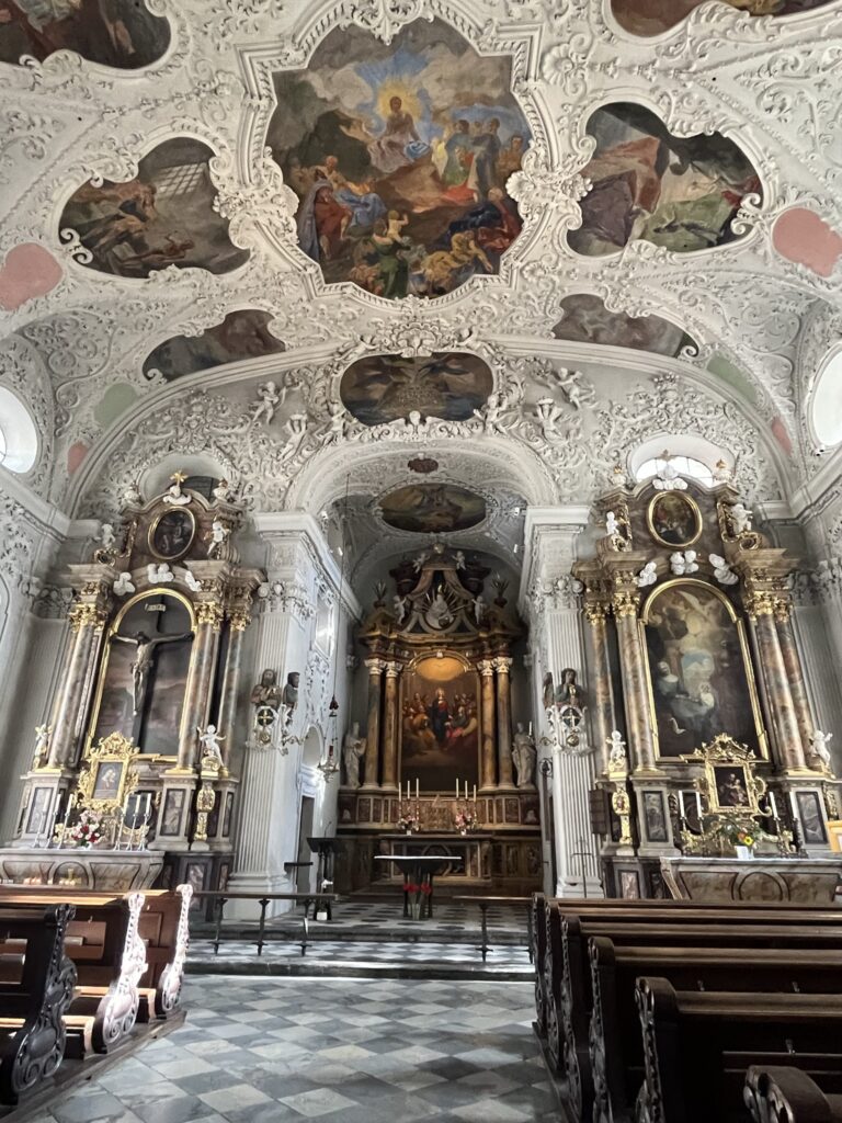 Inside a church in Innsbruck. Altar and very gothic