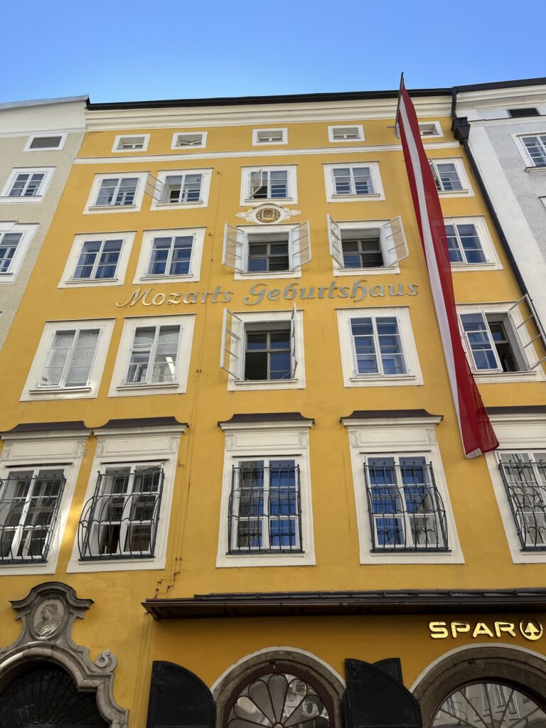 Mozart's birthplace a big yellow building