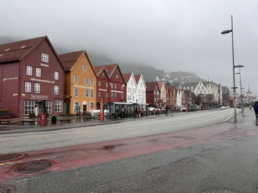 Another view of colorful buildings Bryggen Bergen