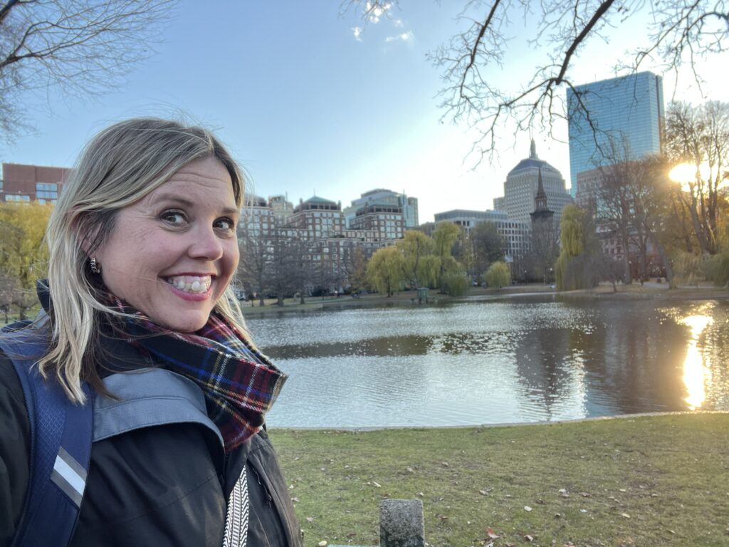 Woman in boston garden