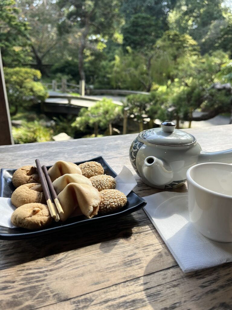 Tea and cookies at Japanese Tea Garden in San Francisco