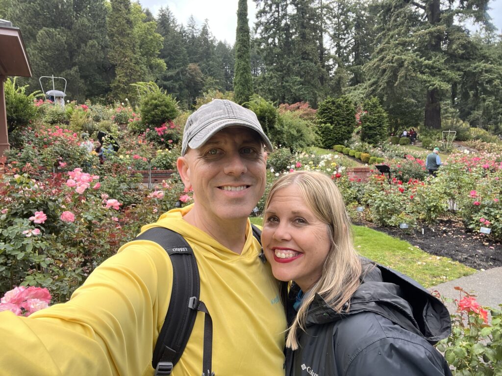 two people at Portland Rose Garden