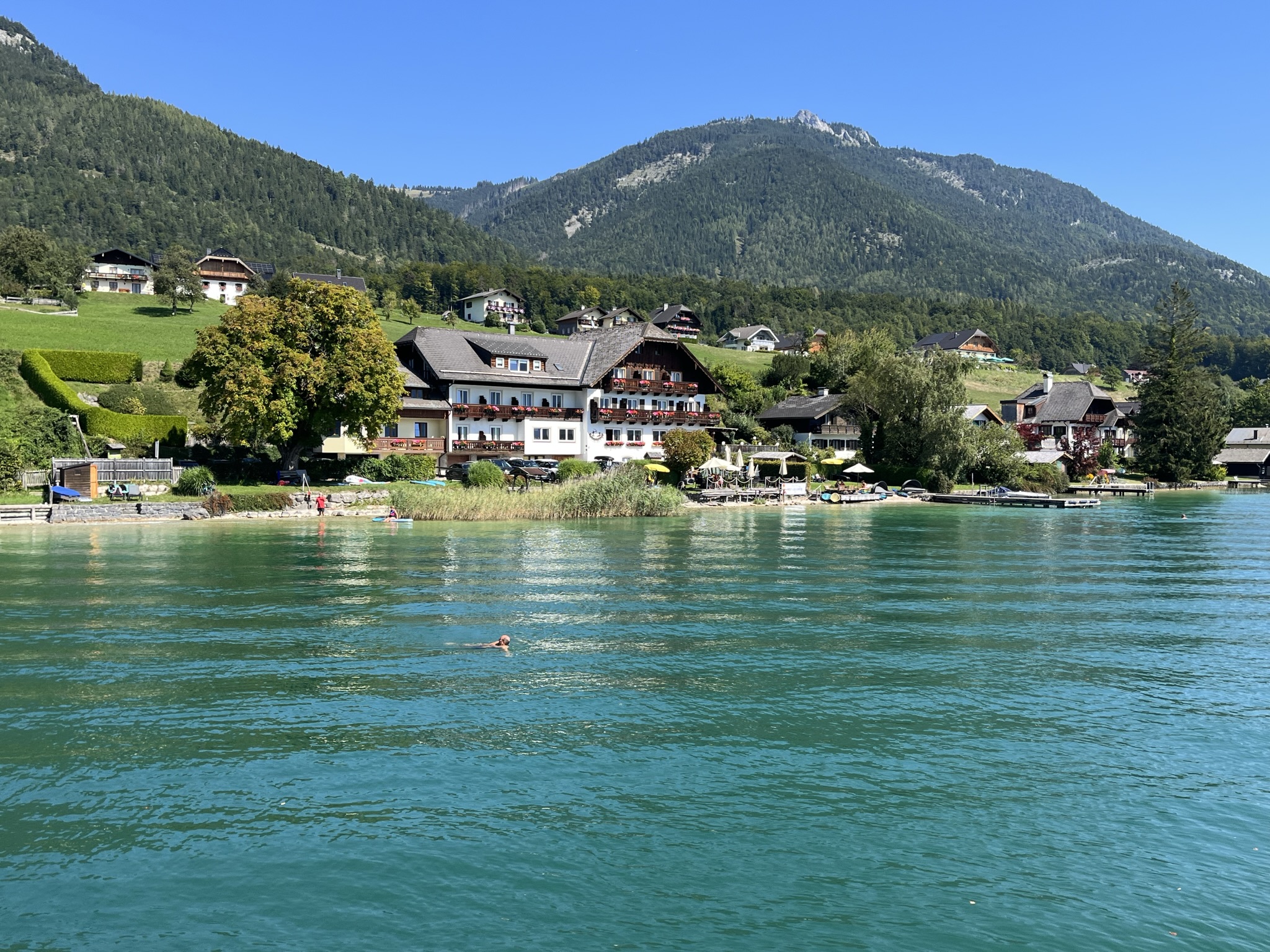 Gorgeous lake views with austrian buildings