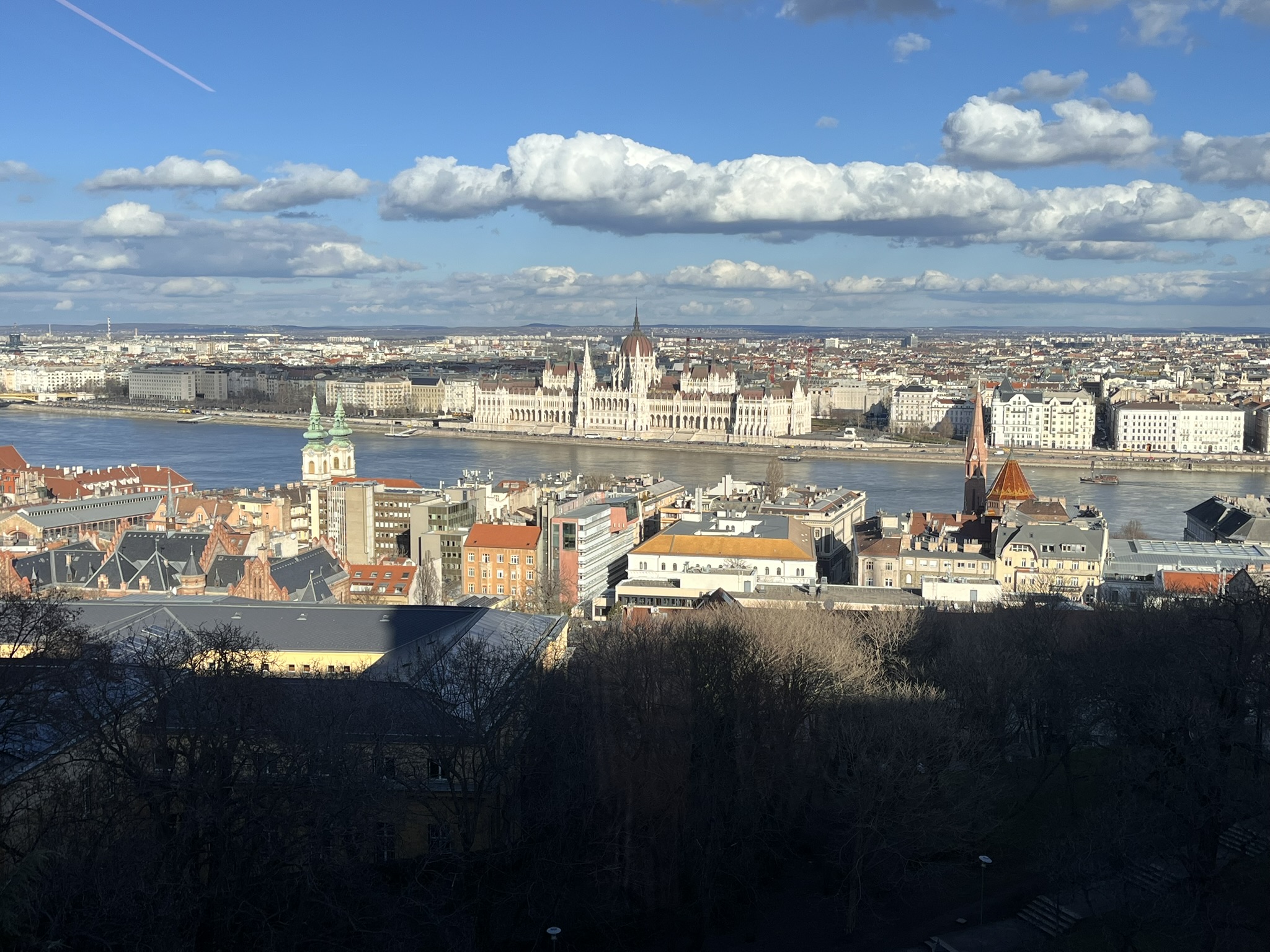 Daytime view from the room at Budapest Hilton featuring river and parliament view